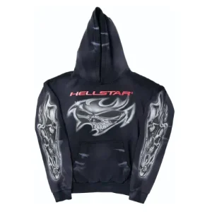Black Hellstar Airbrushed Skull Hoodie 1