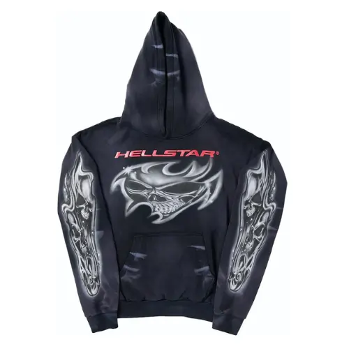 Black Hellstar Airbrushed Skull Hoodie 1 Black Hellstar Airbrushed Skull Hoodie 1