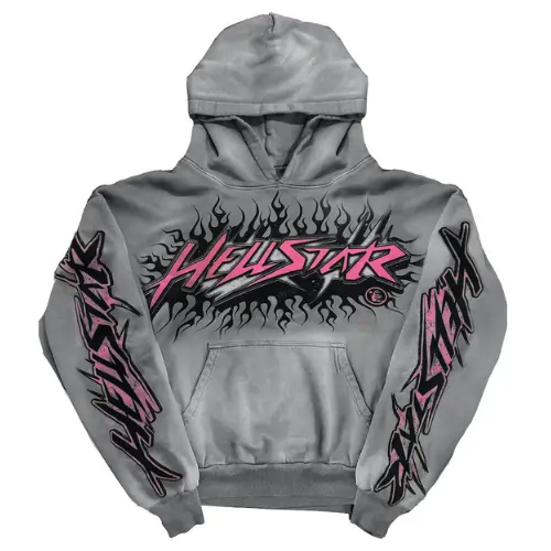 Grey and Pink Hellstar Future Flame Hoodie 1 Grey and Pink Hellstar Future Flame Hoodie 1