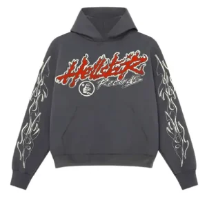 Grey and Pink Hellstar Future Flame Hoodie 1