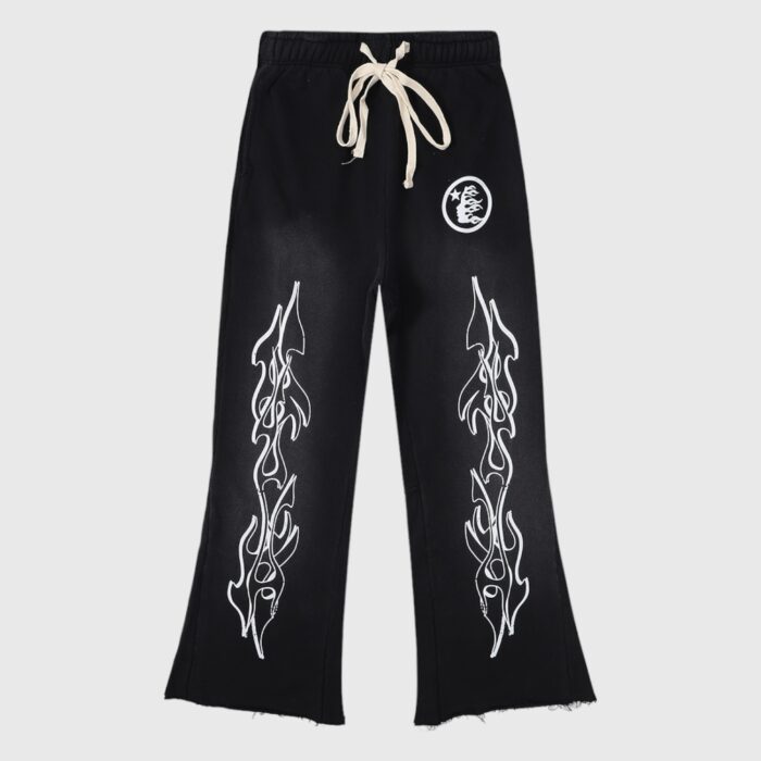 Hellstar-Flame-Flare-Sweatpants-Black